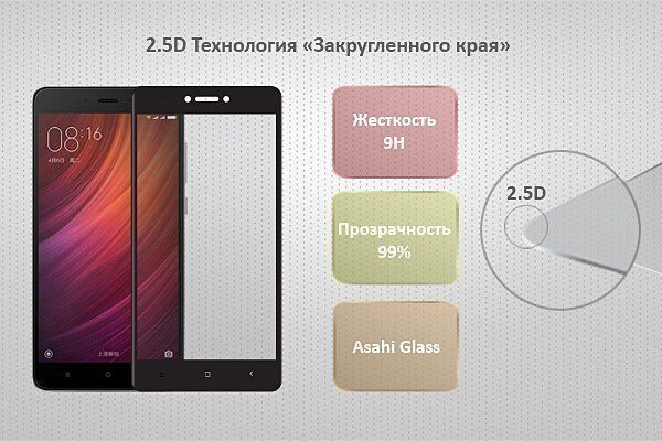 Защитное стекло 2.5D для Xiaomi Redmi Note 4X Ainy Full Screen Cover (Black/Черный) 