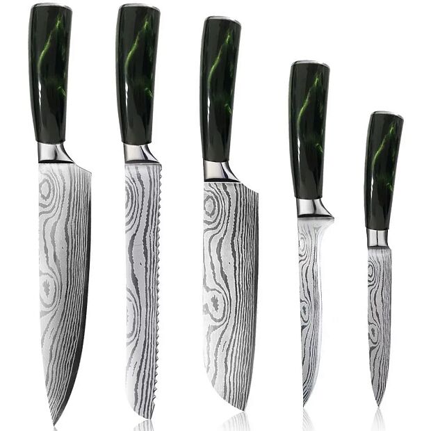 Набор кухонных ножей Spetime 5-Pieces Kitchen Knife Set Green RU  G05-GE 